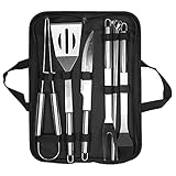 Utensilios Barbacoa de Acero Inoxidable 9 Piezas Profesional Accesorios Barbacoa Parrilla Herramienta con Bolsa Fácil de Transportar