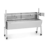 Klarstein Asador Giratorio Barbacoa, Parrilla Giratoria 2 en 1, Asador Barbacoa Electrico, Parrilla de Cerdo Extra Grande con Ruedas, Asador Pollos Giratorio Exterior Rejilla Acero Inoxidable