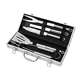 TOPWAY Kit Barbacoa Utensilios 5 Piezas, Accesorios de Parrilla de Acero Inoxidable, para Todas las Parrillas de Barbacoa con Caja de Aluminio 990428