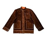 ELCAN Chaqueta de soldadura profesional de cuero marron ignífugo resistente al calor, ropa de trabajo para soldar electrodo, TIG, MIG, MAG, barbacoas, jardinería, chimeneas, hornos… (Talla L)