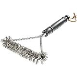 Bruzzzler cepillo para parrilla con cerdas de acero inoxidable, cepillo de acero inoxidable de 3 caras - limpiador de parrilla ideal para parrillas de jardín, parrillas de camping y parrillas de mesa.