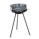 Algon AB03, Barbacoa con bandeja de acero inoxidable, negro, 66 cm de altura