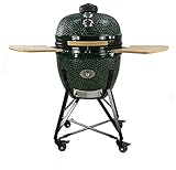 YNNI KAMADO TQ0C23GR XL 23' Parrilla, Verde con Chipfeeder, Barbacoa, Cerámica, Huevo, Ahumador, TQ0C23GR