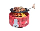 Primst Barbacoa de Carbón sin Humo, Parrilla al Aire Libre BBQ para Balcón y Acampada, Apto para 4-6 Personas (Red)