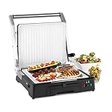 Klarstein Burgermeister 3-in-1 Asador de contacto - Sandwichera , Grill , Paninimaker , Grofera , 2000 W , Asar, tostar y rostizar , hasta 240°C , Antiadherente , Acero inoxidable