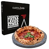 CUORE LAVICO - Placa refractaria de piedra volcánica y etnea redonda para pizza diámetro 35 SP. 2 cm | Horno de gas, eléctrico y barbacoa para pan y pinzas - Fabricado en Italia