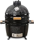 Kamado Barbacoa - Parrilla Ceramica Minimo Negra BBQ - Ideal para Uso en Exterio - Barbacoa Terraza - Barbacoa Japonesa - Smoker BBQ - Barbacoa Carbon De Mesa - Barbacoa Portatil Ø 40cm