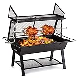 Blumfeldt 2-in-1 Barbacoa Carbon, Cajon Barbacoa Leña con Cubierta para Chispas Extra Grande, Mini Barbacoa de Asado para Exterior con Rejilla de Acero Inoxidable, BBQ con Protector de Lluvia