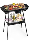 Mediawave Store - Barbacoa MASTERE Eléctrica B02S 2000 W Potencia 220 V-50/60 HZ Negro con Piernas de Apoyo, Preparación de Excelentes Barbacoas, Asado Carne Pescado Parrilla GAS, Jardín Balcón