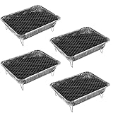 4 barbacoas desechables de aluminio con carbón para barbacoa y encendedor, de pícnic, para camping, desechables, barbacoa desechable, parrilla de picnic