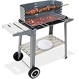 Gardebruk Barbacoa de Carbón Móvil con Ruedas 2 Estantes Pincho para Jardín Exterior BBQ Camping Balcón