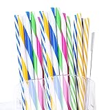 24 pajitas de plástico duro multicolor, reutilizables, con cepillos de limpieza, tiras de pajita multicolor de 24 cm, lavables para fiestas, niños, leche, zumo, cócteles