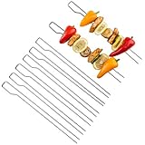 Bruzzzler Brochetas de Acero Inoxidable, Ideales para brochetas, brochetas de gambas, brochetas de Ave, etc aptas para Todas Las barbacoas Juego de brochetas Doble con 8 brochetas de Acero Inoxidable