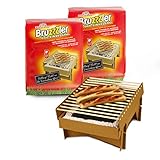 Bruzzzler Barbacoa desechable Eco, de materiales 100 % naturales y biodegradables como cartón, bambú y piedra volcánica, lista en 5 min, mantiene la temperatura más de 60 min., 2 piezas