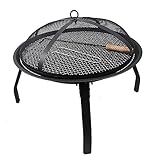 Barbacoa de carbón vegetal grande y redonda, parrilla negra de metal para decoración de terraza, cubierta de red de calor portátil para camping o picnics al aire libre