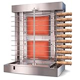 NFY Parrilla de Barbacoa Parrilla de Quemador de Gas - Asador Vertical - Máquina automática de 2 quemadores con 10 Pinchos Laterales Quemadores de Gas propano