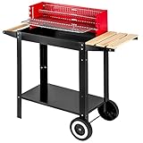 TecTake Barbacoa parrilla de carbón 86x34x80cm | móvil gracias a sus dos ruedas | asa de madera
