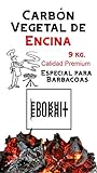 EDURAIT Carbón Vegetal Ecologico de Encina, para Barbacoas, Procedente de la Poda de Dehesas, Especial Barbacoas y Restaurantes. (Carbon 9Kg)