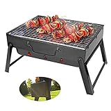 BestCool Parrilla de Barbacoa de carbón, Parrilla de Barbacoa portátil Parrilla de Fumador Plegable de Acero Inoxidable Parrilla para Fumadores Escritorio de Barbacoa Acampar Picnic