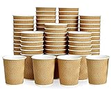 zig zag Vasos de papel desechables ecológicos de 150 ml, ideales para café y té en fiestas, barbacoas, viajes y eventos, paquete al por mayor de 500 unidades