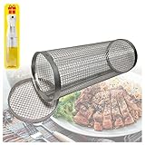Starensky Cesta De Parrilla para Barbacoa, Ccesorios Barbacoa De Obra Bandeja Barbacoa, Adecuado para Pescado, Verduras, Camarones, Carne (Viene con Un Rociador De Aceite De 300ml),1pcs