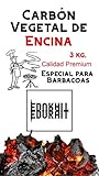 Carbón Vegetal Ecologico de Encina, para Barbacoas, Procedente de la Poda de Dehesas, Especial Barbacoas y Restaurantes. (Carbon 3 Kg)