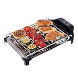 Jata BQ101 Electro Barbacoa Sin Humos Ni Olores Parrilla con 2 Alturas para Cocinar Sano en el interior con Todas las Comodidades 2400 W, Color Negro