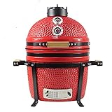 YNNI KAMADO TQ0015RE 15.7' Grill, Parrilla, Rojo, Barbacoa, Cerámica, Huevo, Ahumador, TQ0015RE