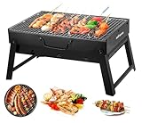 Edihome, Barbacoa Portatil, de Carbon, con Parrilla, Plegable, Acero inoxidable, Camping accesorios, Acampada o Picnic, para Exterior, Terraza, Ligera (S)