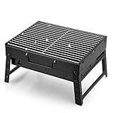 AGM Parrilla de Carbón, 38x27x20cm, Parrilla de Carbón Plegable Portátil para Picnic, Viajes, Patio o Camping en el jardín (3 a 5 Personas)