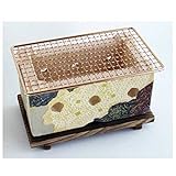 Parrilla japonesa Yakiniku Yakitori de carbón de leña, tradicional Earthware Hida Barbacoa estufa 28 × 15 cm L tamaño, patrón Kamo, fabricado en Japón 21314-21315-21316