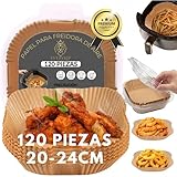 EveryKip Original® Papel Premium Para Freidora de Aire Extra Grueso 120 Piezas[20CM], Accesorios Freidora Sin Aceite, Papel Air Fryer Cuadrado, Moldes Desechables