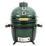 YNNI KAMADO TQTT15GR - Kamado de pie (15,7 pulgadas), color verde, barbacoa, cerámica, huevo, ahumador, paquete con ExtrasTQTT15GR