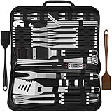 Grilliance Juego de Utensilios para Barbacoa de 38 Piezas, Accesorios de Parrilla de Acero Inoxidable para Hombres, Kit de Herramientas Profesionales para Barbacoa con Bolsa de Transporte, Negro