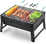 Uten Parrilla portátil de carbón Vegetal para ahumar, para cocinar al Aire Libre, Camping, Senderismo, picnics, mochileros, Negro, S