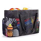 FORMIZON Bolsa Grande de Malla de Playa, Bolsas Compra Reutilizables para Almacenamiento Juguetes, Bolsa Plegable de Compras para Natación, Camping, Compras, Vacaciones Familiares, 70x45x18cm